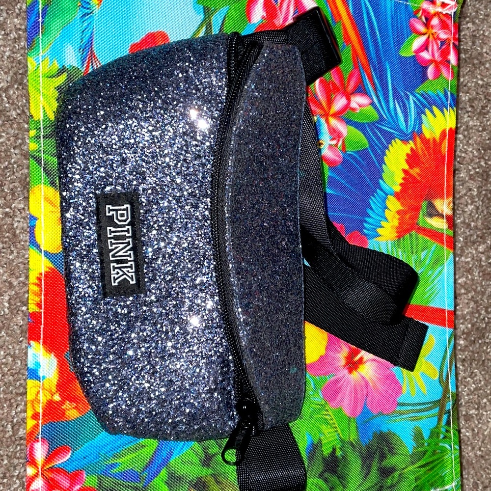 Fannypack/crossbody bag from Pink store. Glitter doesn’t rub off.